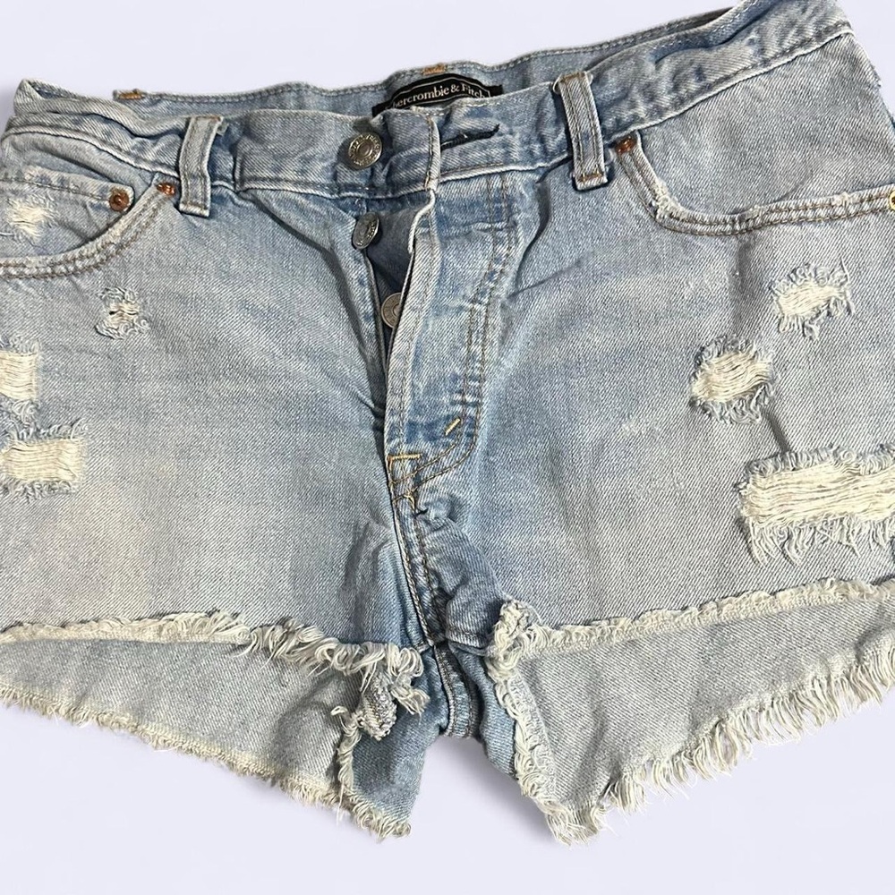 Abercrombie & Fitch Light Blue Distressed Jean Shorts